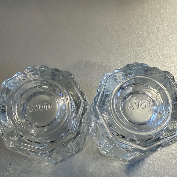 VTG Avon Clear Glass Candle Holders set of 2 - Picture 2 of 2